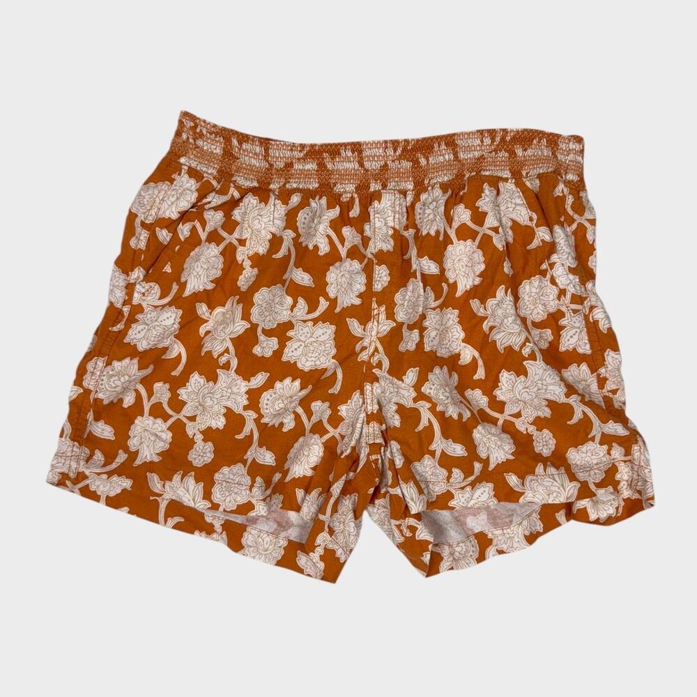 Briggs Womens Size XL Shorts Linen Rayon Blend Orange Floral